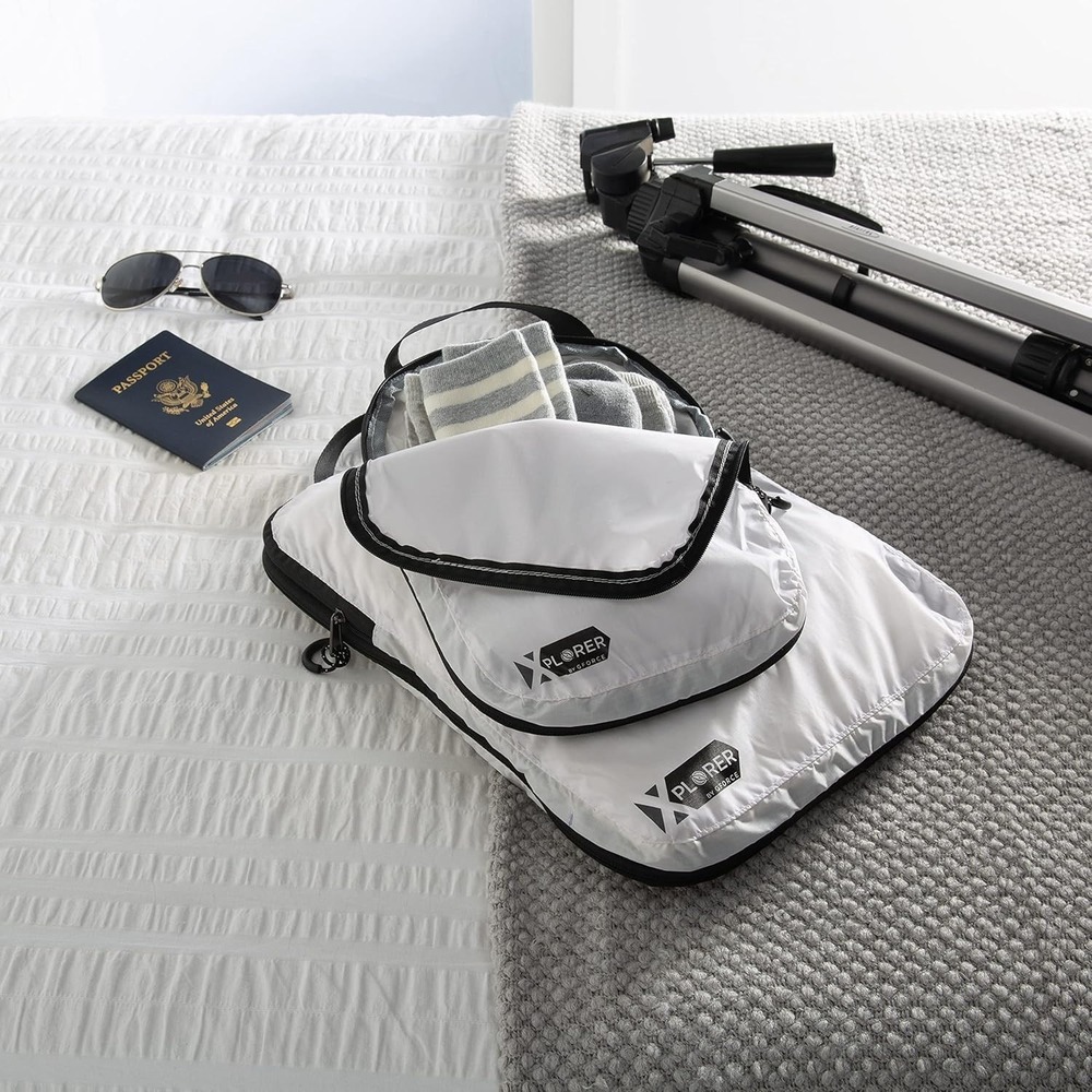 Xplorer By G Force  3 Piece White Packing Set garment folder & packing cubes - Picture 2 of 8